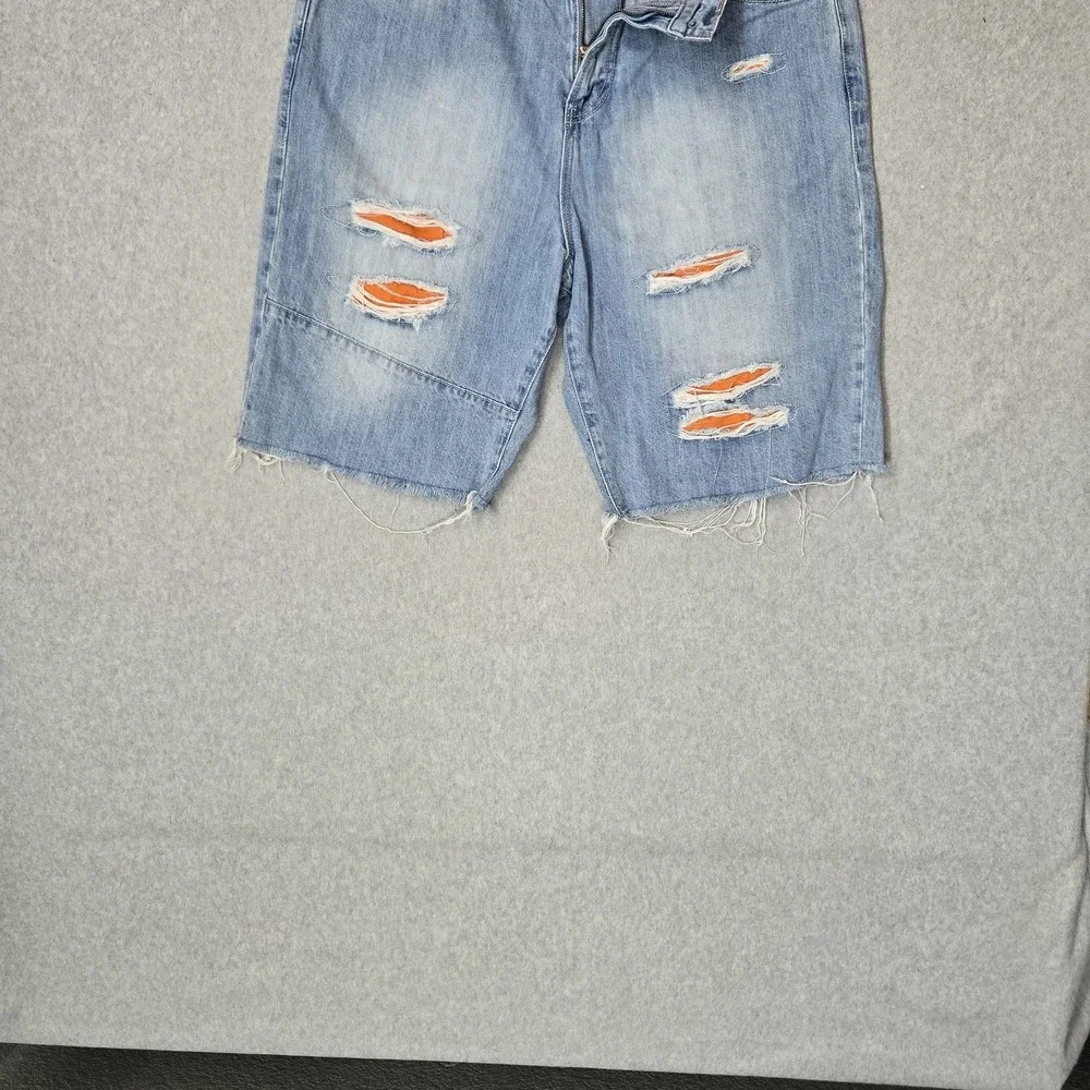 LRG Men Shorts 38 Light Blue Denim Jeans Distressed Grunge Y2KJ186003